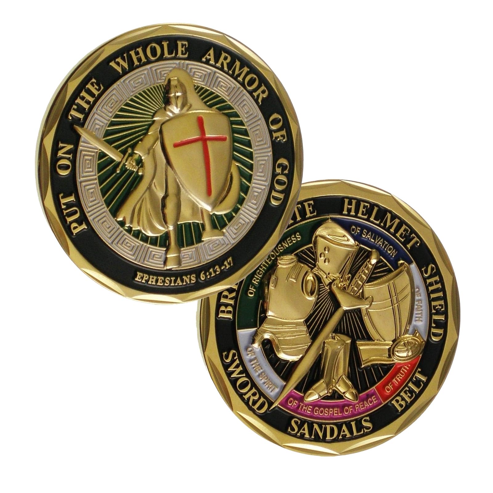 Put On The Whole Armor of God Crest Ephesians 6:13-17 Religious Challenge Collector Metal New Challenge Coin Armor of god Coin (B)