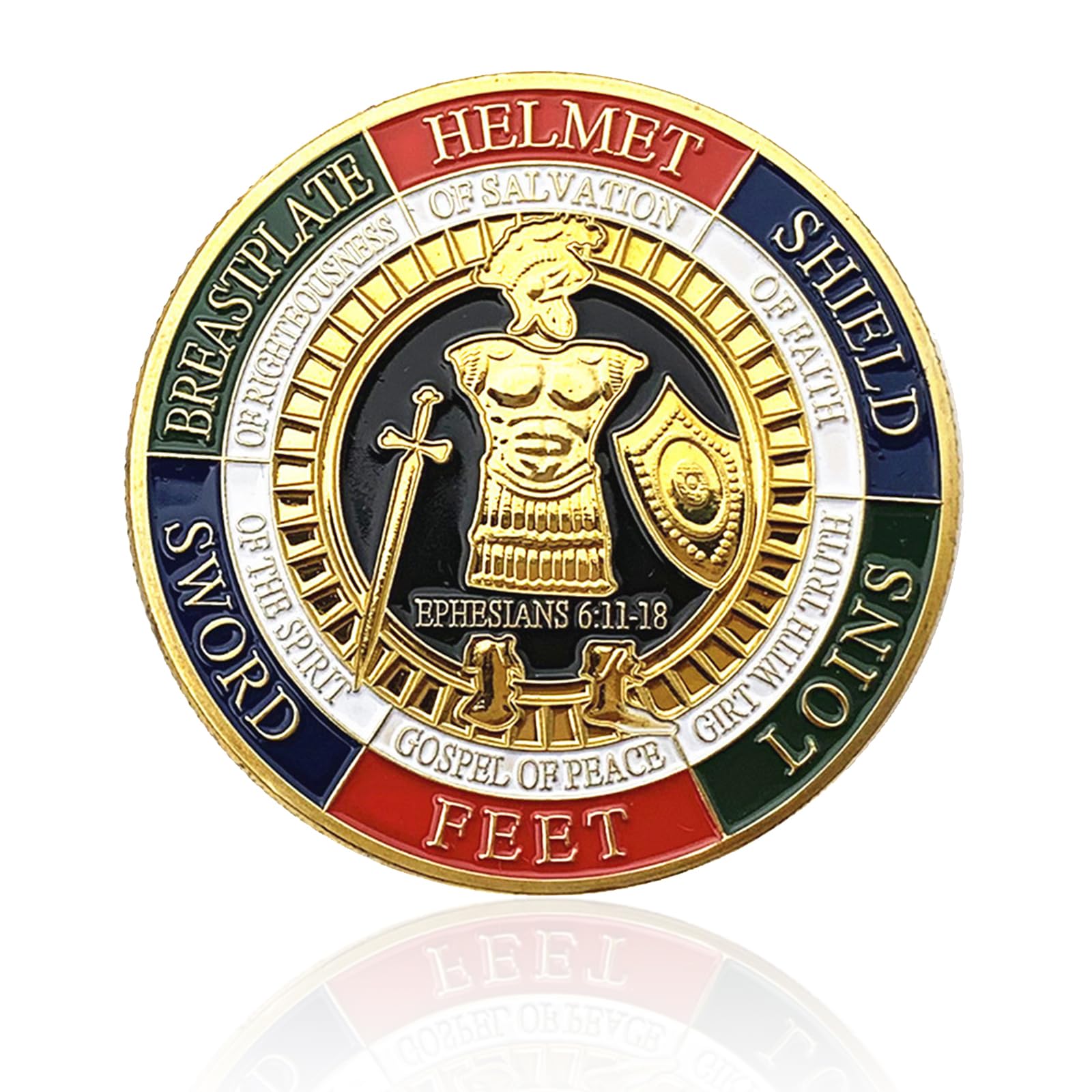 Put On The Whole Armor of God Crest Ephesians 6:13-17 Religious Challenge Collector Metal New Challenge Coin Armor of god Coin (B)