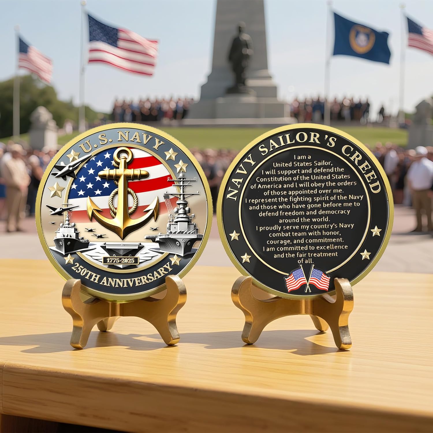Upgraded Marine Corps 250th Anniversary Challenge Coin, 1.77 Inch Double-Sided US.MC Military Navy Commemorative Coins in Durable Zinc Alloy - Veteran Gift & Military Collectible