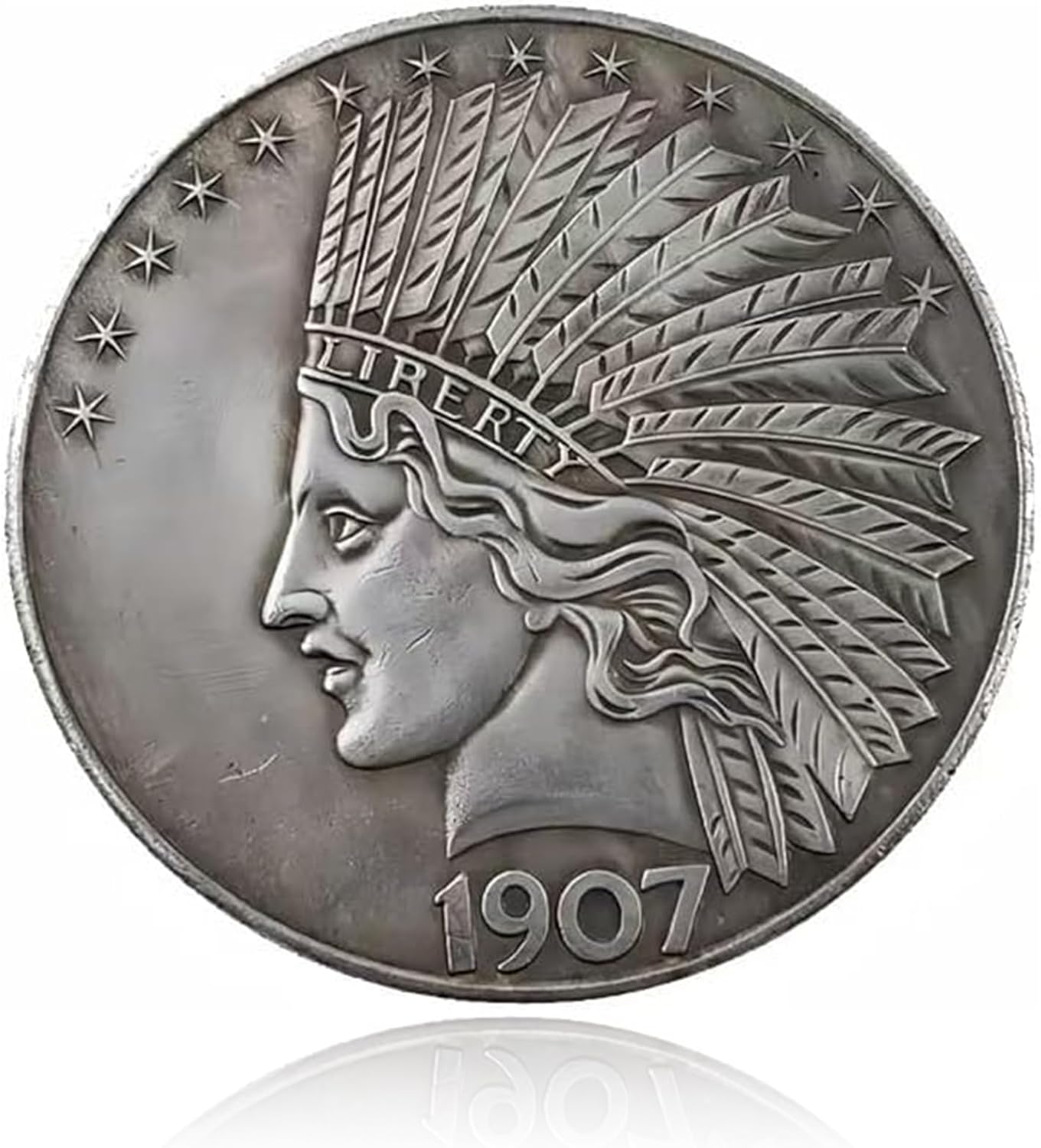 Antique Liberty Indian Head $10 Dollar Coin, Uncirculated Morgan Silver Dollar, Historical Shangui Ritual Coin, Rare Old Coins for Collectors & American Coin Collection (1907 1PCS)