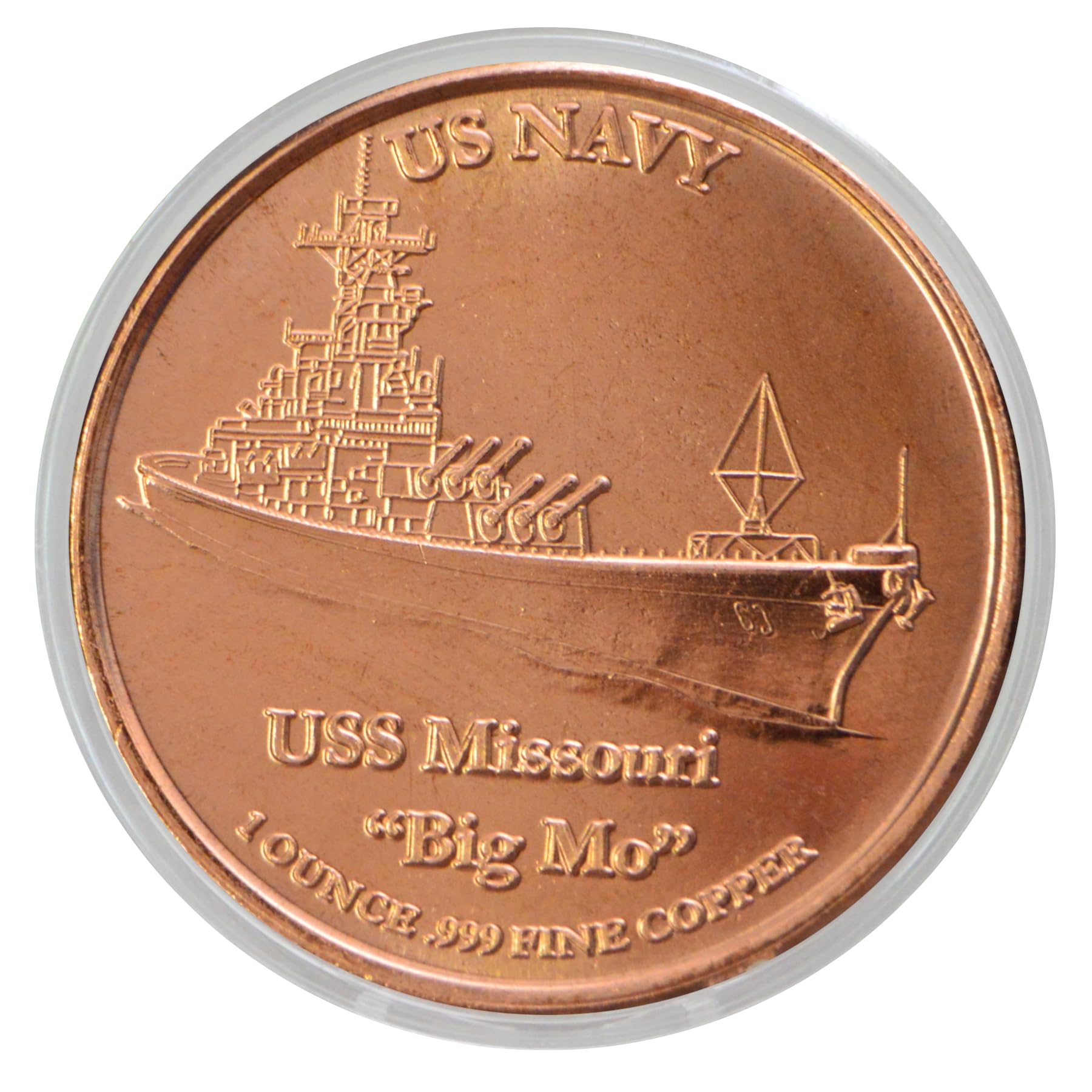 H.L. Hunley Submarine Civil War Commemorative 1 oz Pure .999 Copper Round Collectible Coin in Capsule