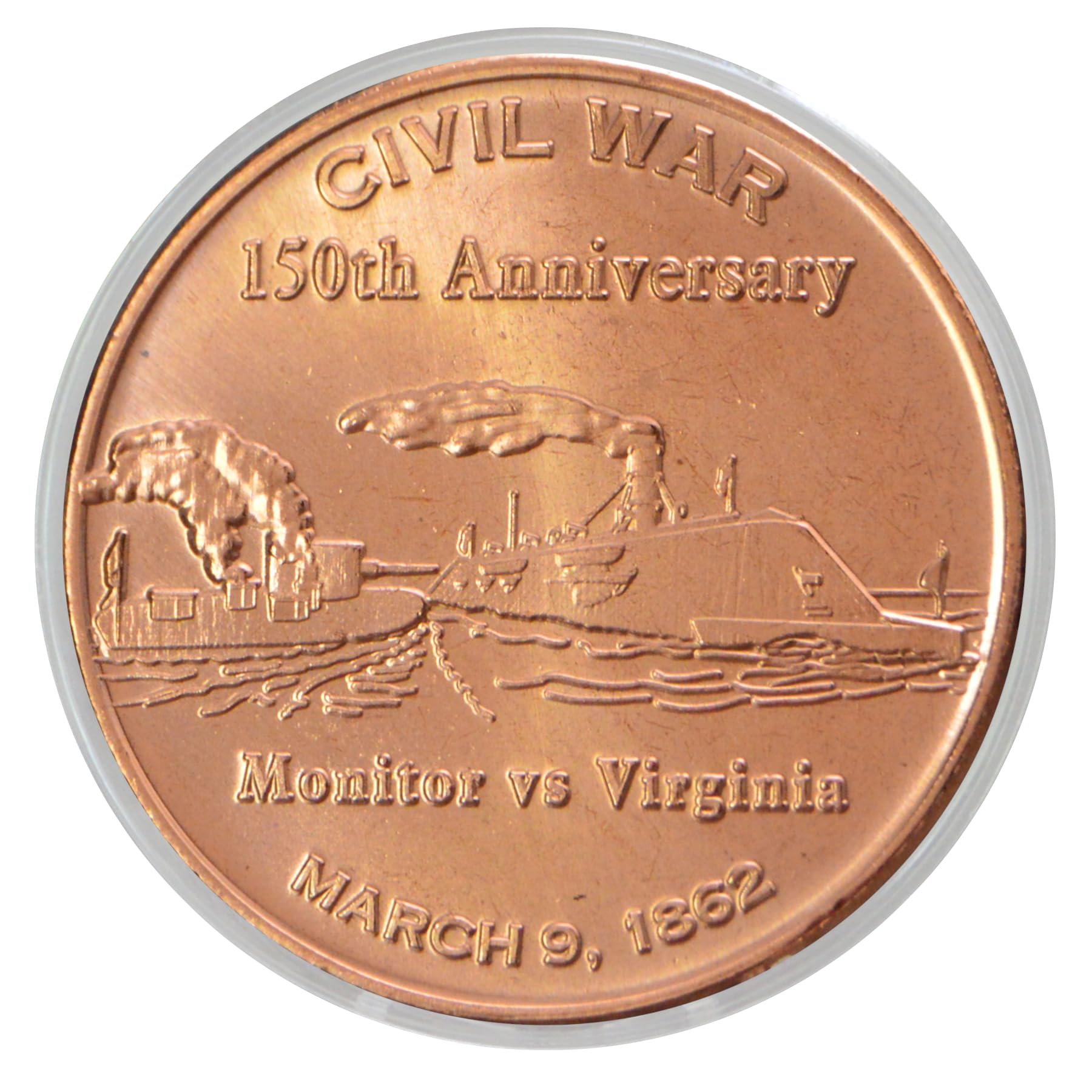 H.L. Hunley Submarine Civil War Commemorative 1 oz Pure .999 Copper Round Collectible Coin in Capsule