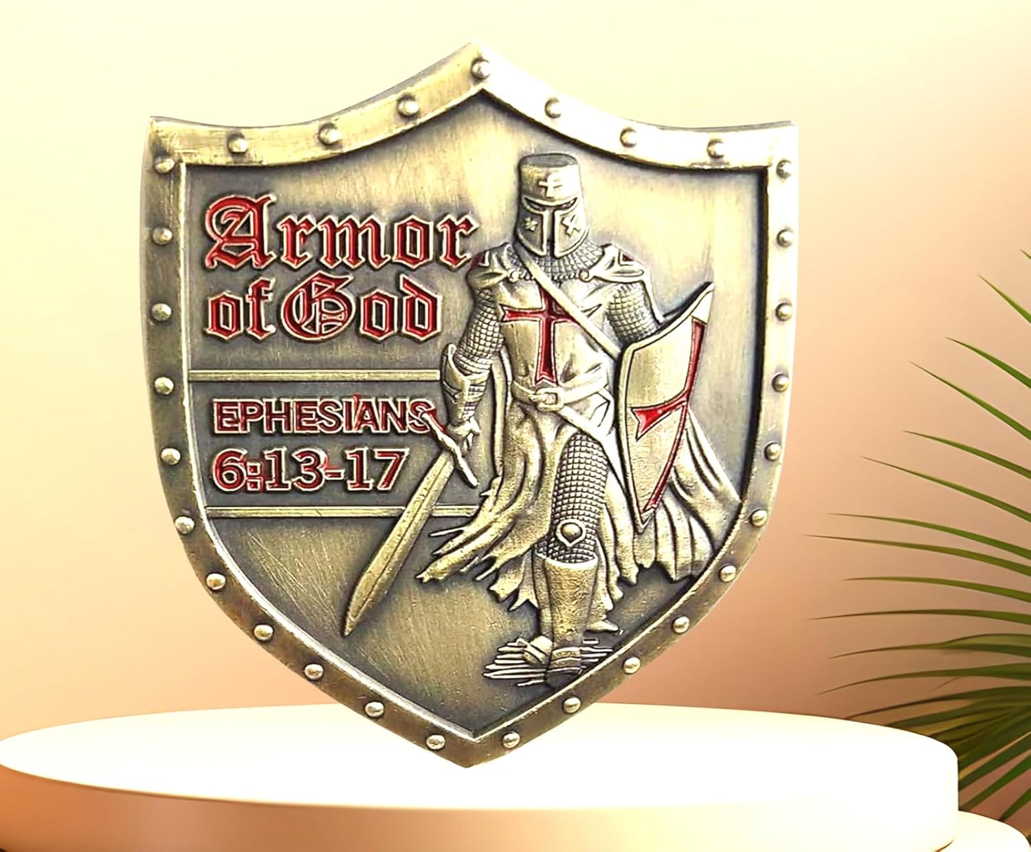Put On The Whole Armor of God Crest Ephesians 6:13-17 Religious Challenge Collector Metal New Challenge Coin Armor of god Coin (B)