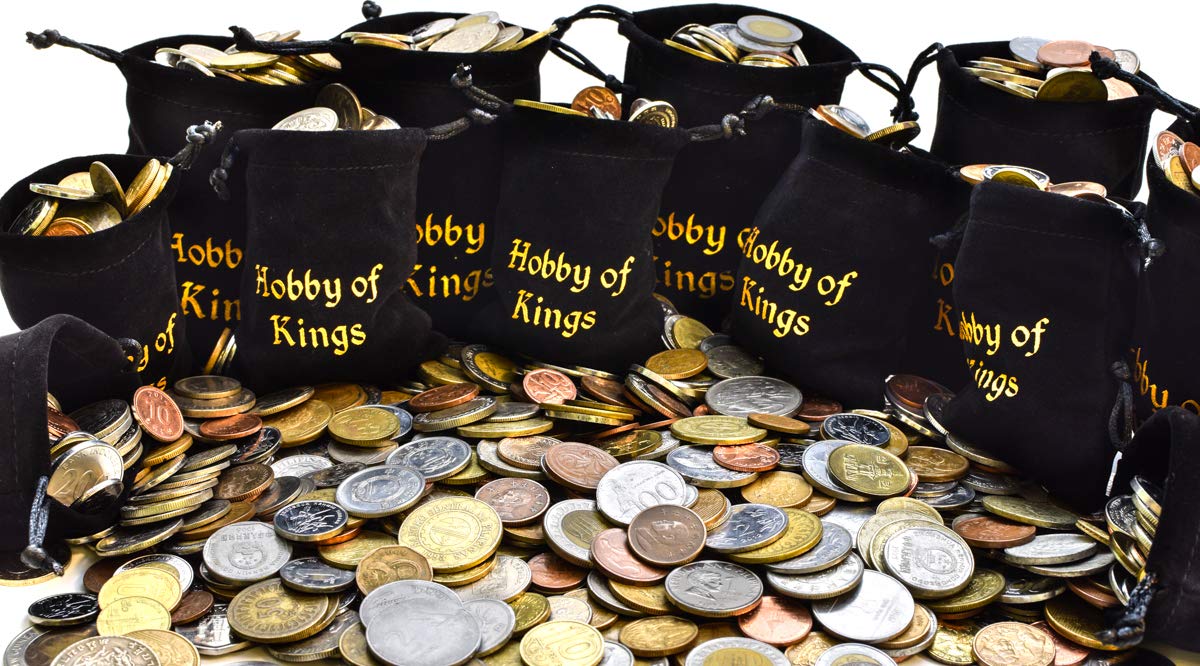 200 Different Coins from 50 Countries Around The World Including A Coin Bag Small Purse!