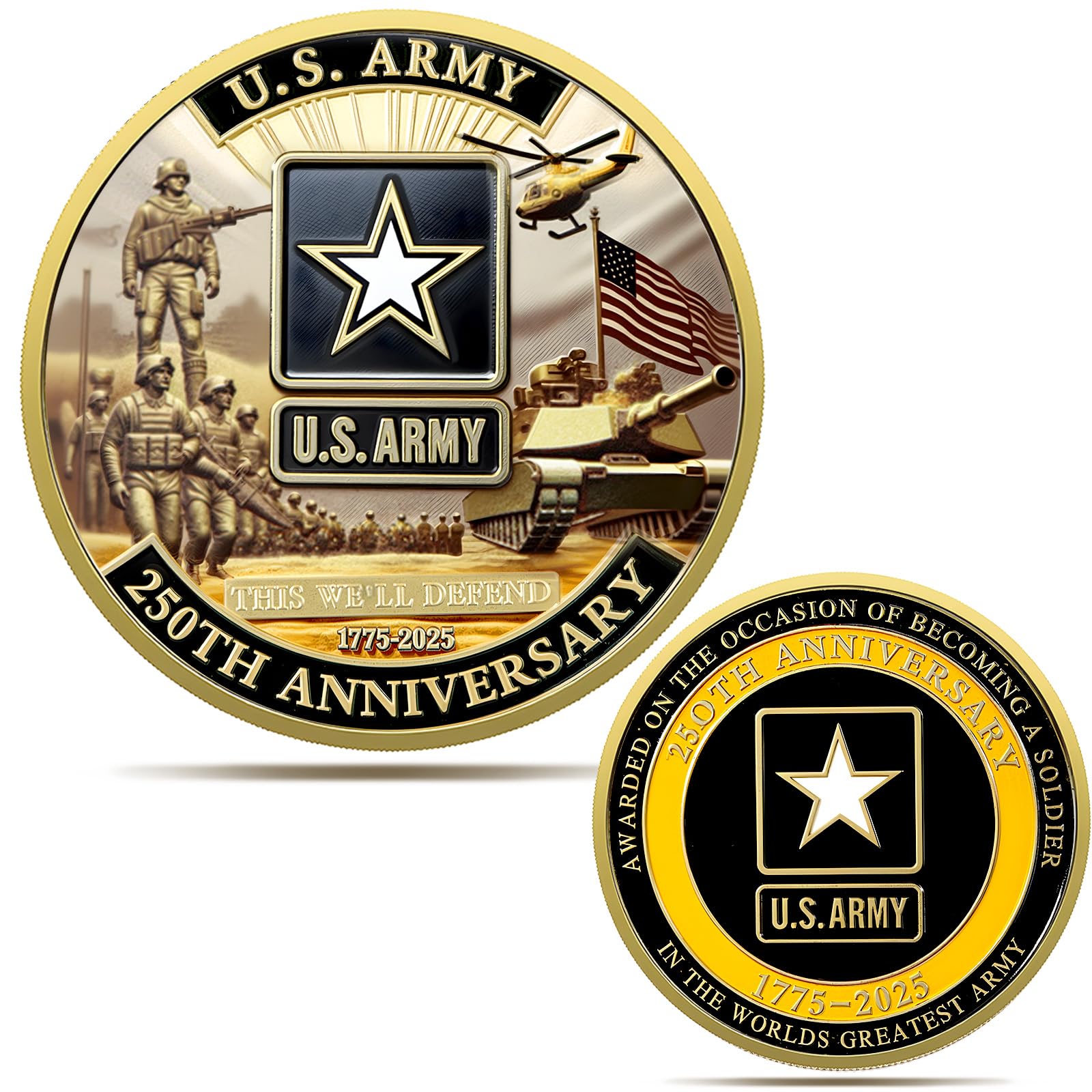 Upgraded Marine Corps 250th Anniversary Challenge Coin, 1.77 Inch Double-Sided US.MC Military Navy Commemorative Coins in Durable Zinc Alloy - Veteran Gift & Military Collectible