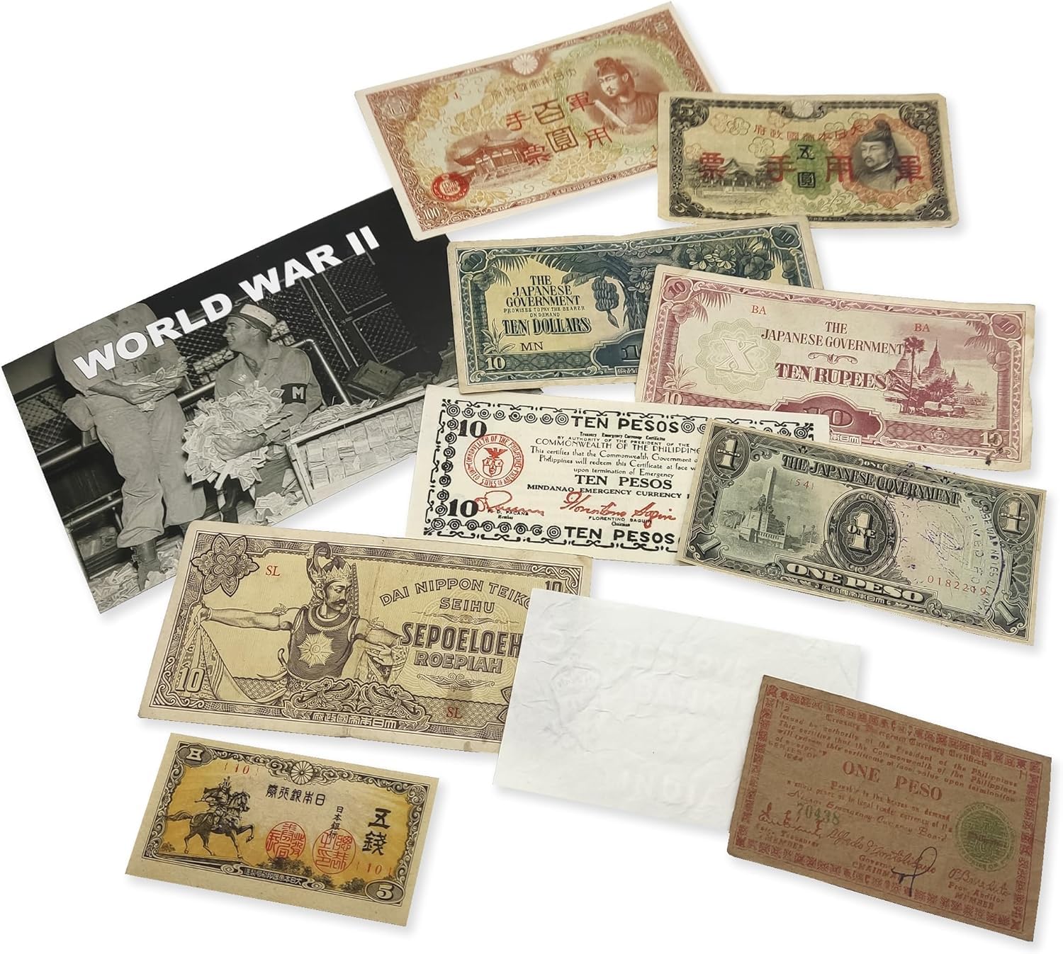 IMPACTO COLECCIONABLES - 2 Banknotes Used During The World War 2 by German Troops (1939-42) - Third Reich, Certificate of Authenticity Included