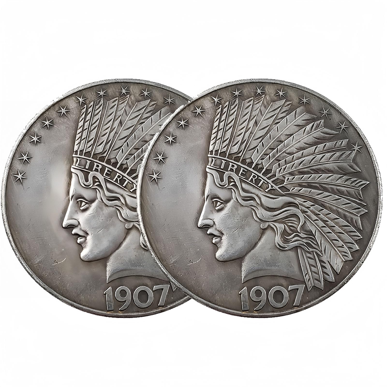Antique Liberty Indian Head $10 Dollar Coin, Uncirculated Morgan Silver Dollar, Historical Shangui Ritual Coin, Rare Old Coins for Collectors & American Coin Collection (1907 1PCS)