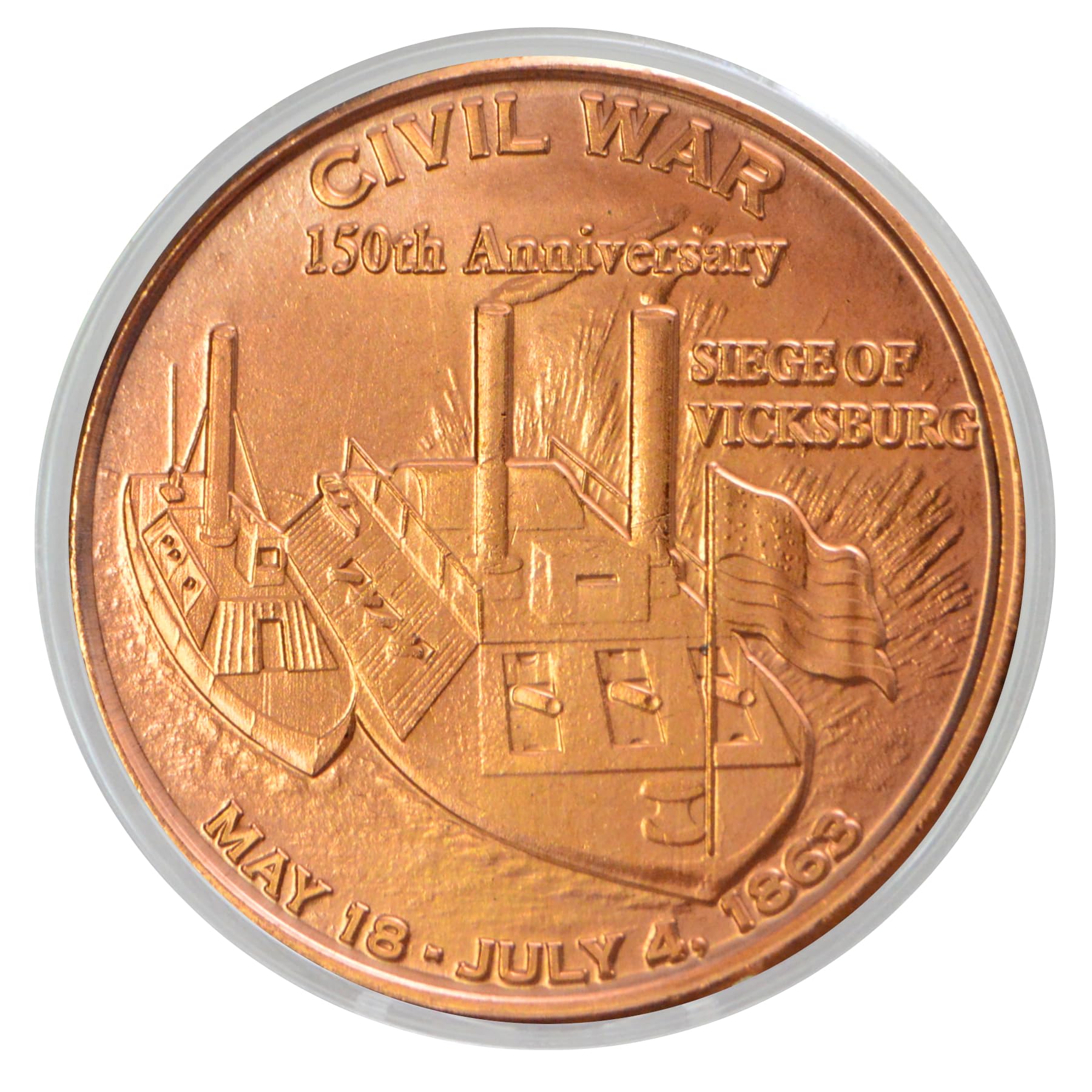 H.L. Hunley Submarine Civil War Commemorative 1 oz Pure .999 Copper Round Collectible Coin in Capsule