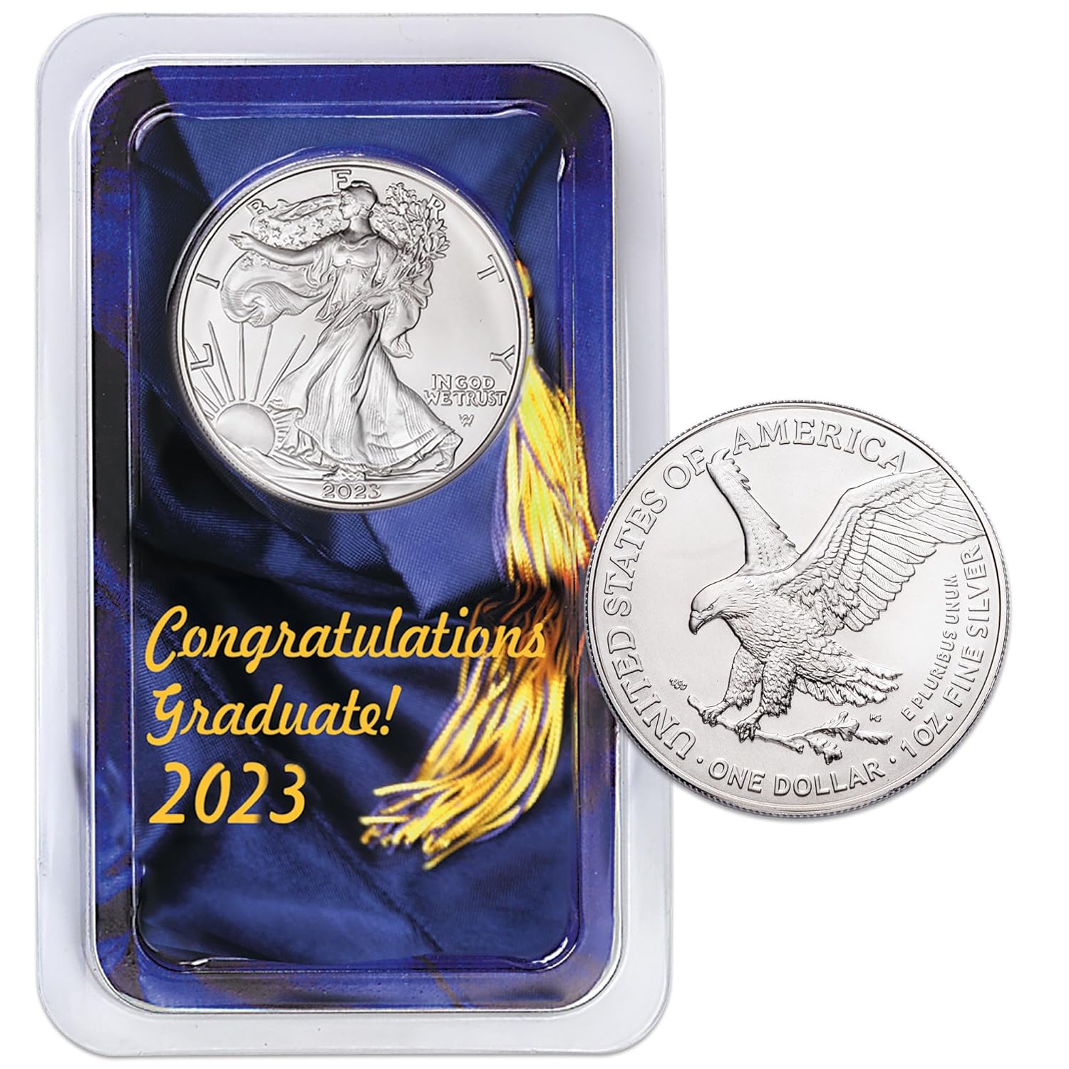 2023 American Silver Eagle Dollar Uncirculated Coin in Graduation Showpak Holder