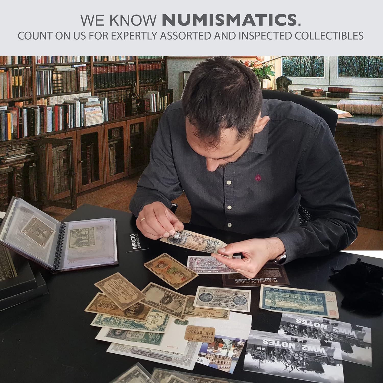 IMPACTO COLECCIONABLES - WW2 World Currency – Banknotes to Build Your Foreign Currency Collection – 10 Circulated Allied & Axis Powers Banknotes, Issued 1939-1945 – Banknotes Collection with Certificate of Authenticity