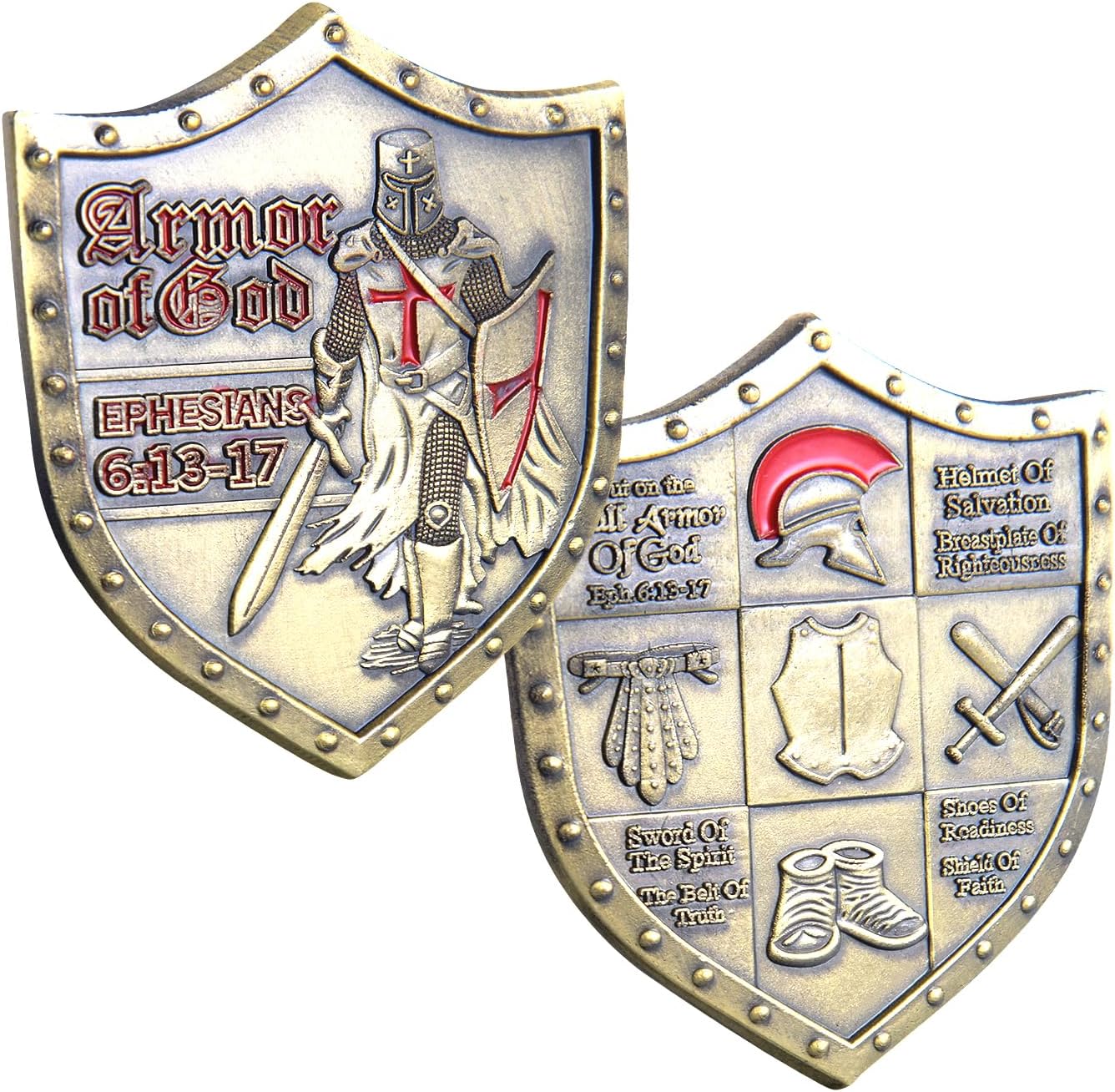Put On The Whole Armor of God Crest Ephesians 6:13-17 Religious Challenge Collector Metal New Challenge Coin Armor of god Coin (B)