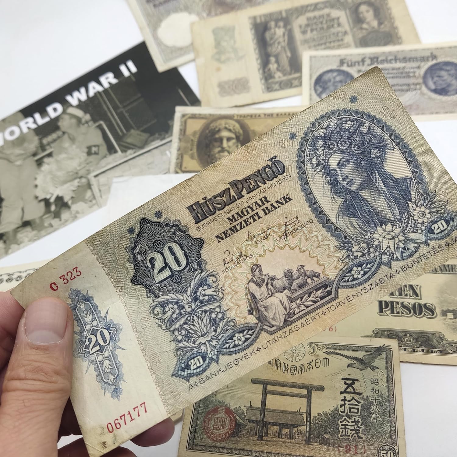 IMPACTO COLECCIONABLES - WW2 World Currency – Banknotes to Build Your Foreign Currency Collection – 10 Circulated Allied & Axis Powers Banknotes, Issued 1939-1945 – Banknotes Collection with Certificate of Authenticity