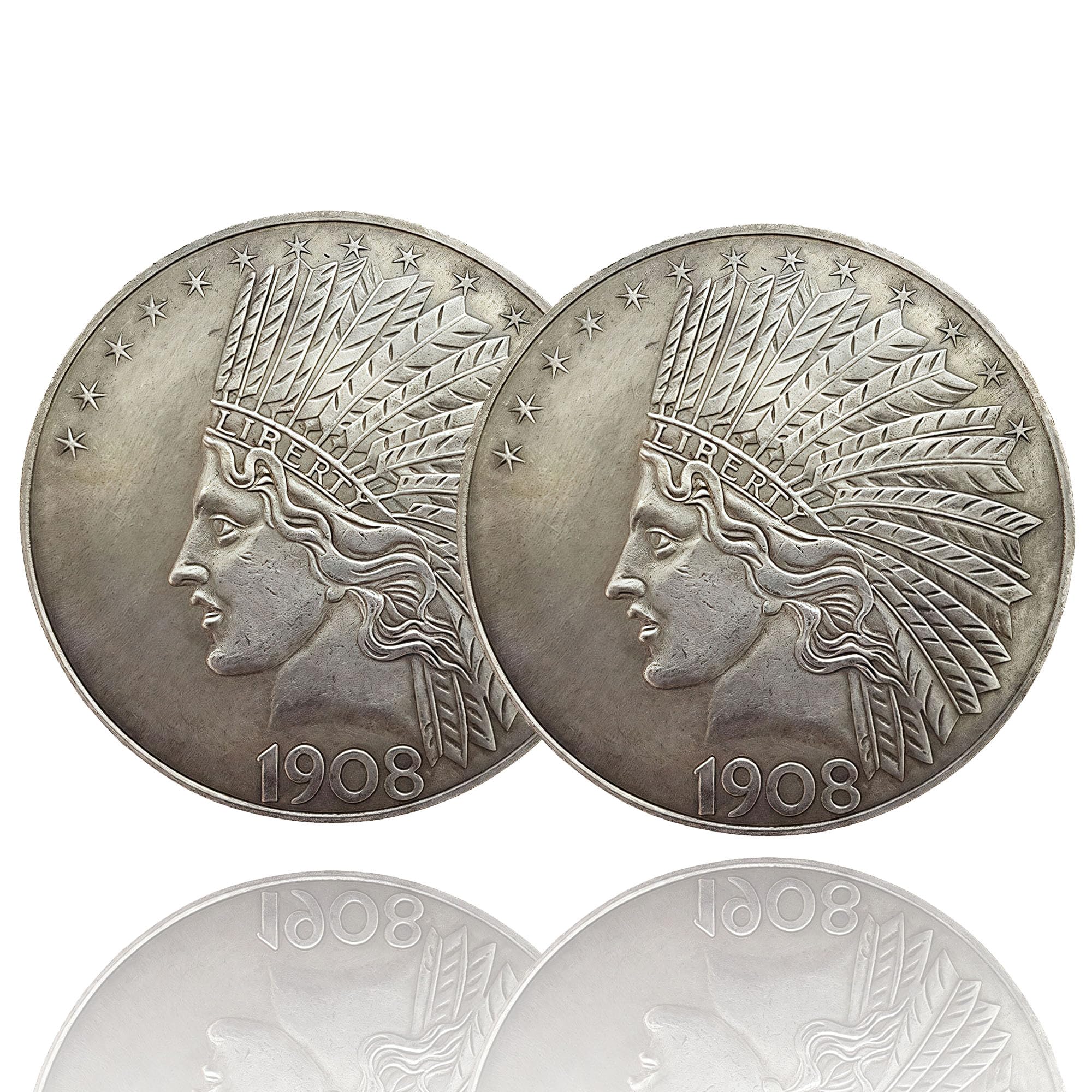Antique Liberty Indian Head $10 Dollar Coin, Uncirculated Morgan Silver Dollar, Historical Shangui Ritual Coin, Rare Old Coins for Collectors & American Coin Collection (1907 1PCS)