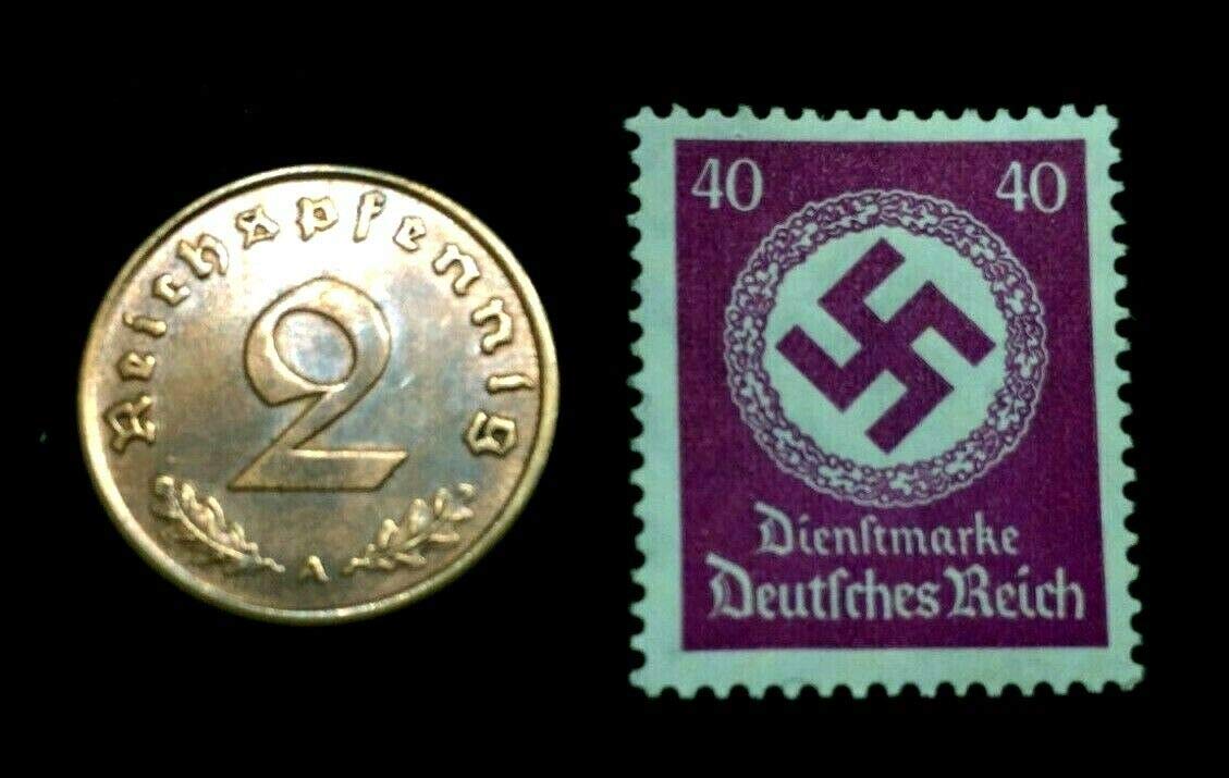 1938 Various Mint Marks Rare Old WWII German War Coin 2 Reichspfennig & 40pf Stamp World War 2 Artifacts 2pf Seller Perfect Circulated Coin