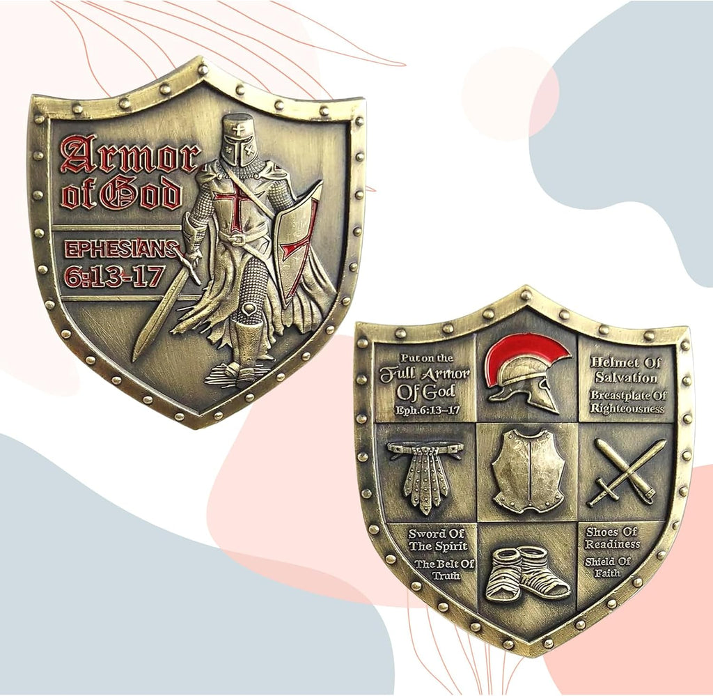 Put On The Whole Armor of God Crest Ephesians 6:13-17 Religious Challenge Collector Metal New Challenge Coin Armor of god Coin (B)