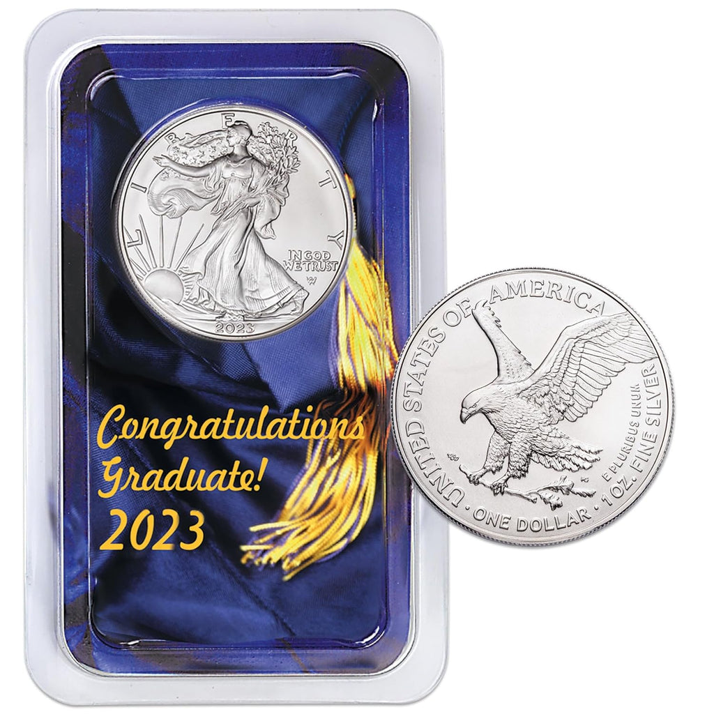 2023 American Silver Eagle Dollar Uncirculated Coin in Graduation Showpak Holder
