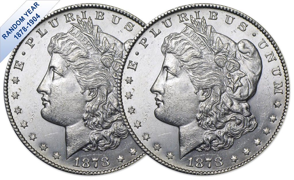 (1878-1904) Morgan Silver Dollar (BU) Two Coins Brilliant Uncirculated
