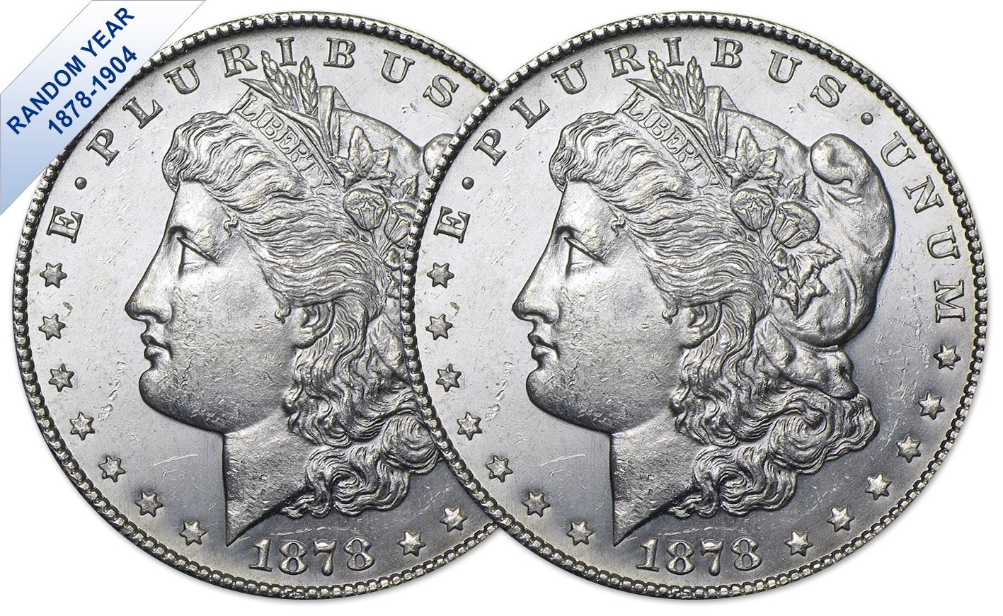 (1878-1904) Morgan Silver Dollar (BU) Two Coins Brilliant Uncirculated