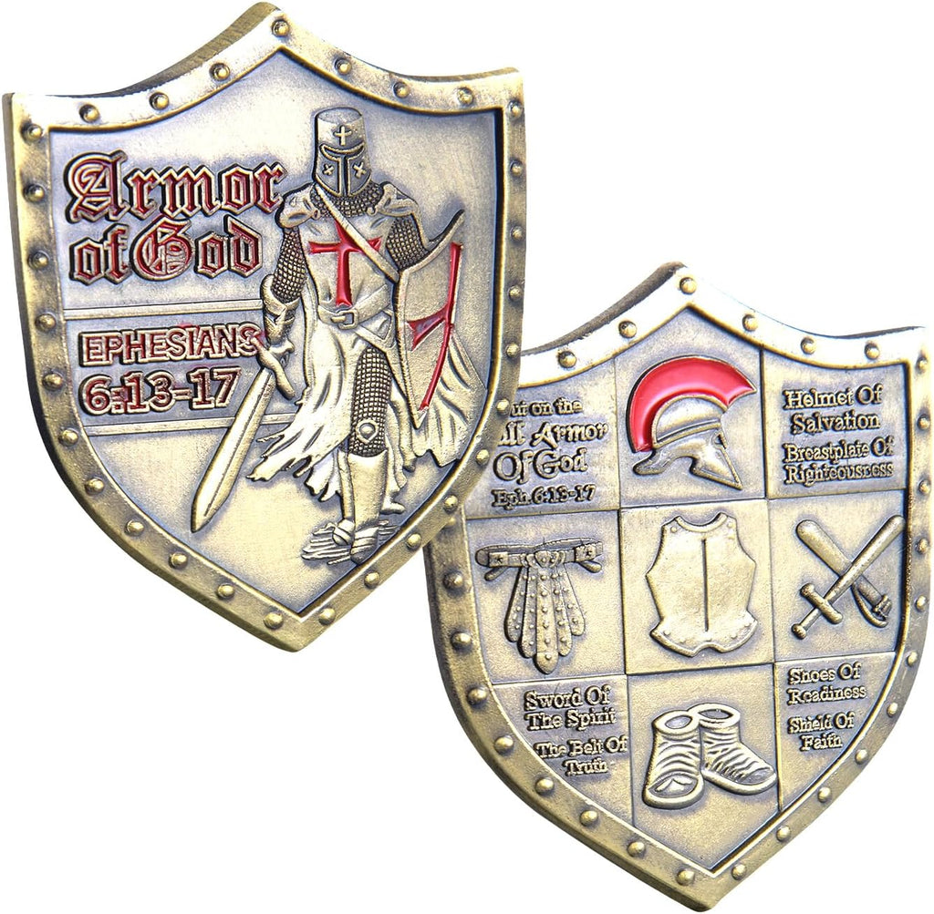 Put On The Whole Armor of God Crest Ephesians 6:13-17 Religious Challenge Collector Metal New Challenge Coin Armor of god Coin (B)