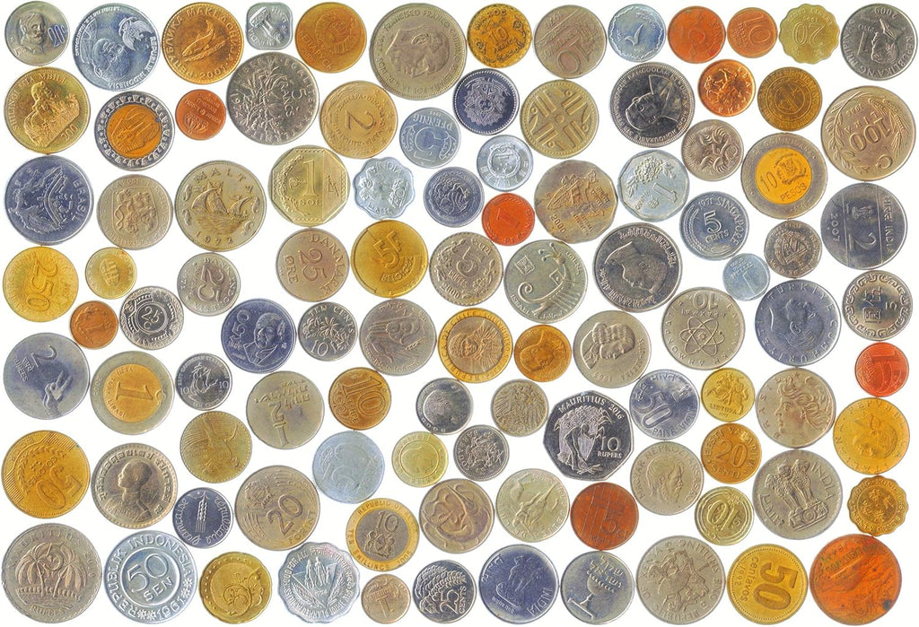 200 Different Coins from 50 Countries Around The World Including A Coin Bag Small Purse!